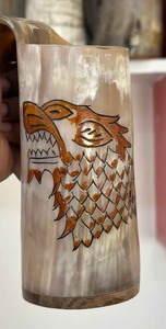 Chope à bière viking en corne de bœuf naturelle, artisanale, style nordique médiéval - Product Image 2