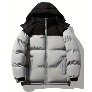 Men's <b>Warm</b> Winter Puffer Jacket Hood Comfortable Fit Windproof Breathable <b>Waterproof</b> Quilted Padding Canvas Outerwear Zipper - Product Image 3