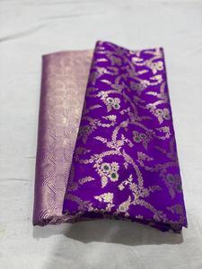 Tissu semi-georgette luxueux brodé en jacquard Banarasi |   Robes de mariée élégantes et polyvalentes, saris, robes, kurtis - Product Image 5