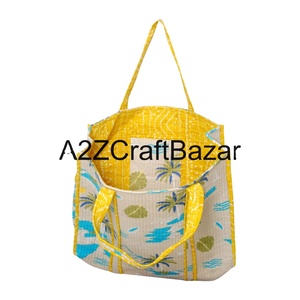 Handmade Large Cotton Quilted Tote <b>Bags</b> Long Handle Eco-Friendly Reusable Striped Party Exhibition Everyday Use Cotton <b>Bag</b> - Product Image 6