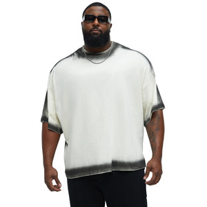 Camiseta de Manga Corta para Hombre, Estilo Tie-Dye, Cuello Redondo, Informal, Transpirable, 100% Algodón, Diseño Sólido - Product Image 3