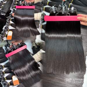 100% naturel vietnamien pleine longueur os droite trame brut noir soyeux Super Double dessiné couleur Extensions de cheveux humains - Product Image 6