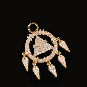 Collier pendentif en moissanite couleur or, avec breloque triangle et disque lune, bijou de chaîne pour soirée - Product Image 2