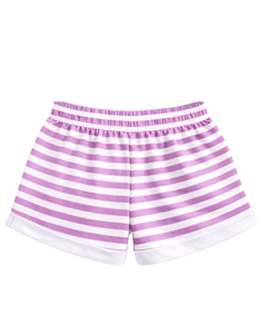 Ensemble crop top et short rayé blanc lavande personnalisé pour femme – Tenue décontractée d'été deux pièces avec taille élastique – Vêtements de détente et streetwear - Product Image 6