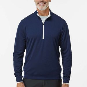Men's <b>White</b> <b>Quarter</b>-<b>Zip</b> Pullover Full Sleeve Solid Color Casual Golf Sweatshirt Quick Dry Knitted Polyester - Product Image 6