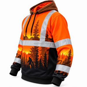 Großhandel Hi-Vis Arbeitskleidung Hoodie Maßgefertigter Reflektierender Sicherheits-Sweatshirt Wärmeübertragung Blumendruck Unisex Polyester CE-Zertifiziert - Product Image 5