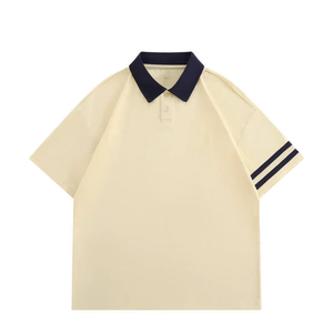 Camisa de Manga Corta Negra para Hombre con Cuello y Puños a Rayas, Estilo Oxford Informal de Punto, 100% Algodón Antiarrugas - Product Image 5
