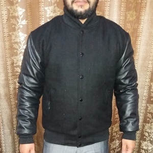 <b>MEN</b> WOMEN SPORTS BASEBALL VARSITY <b>JACKET</b>, COLLEGE WOOL and REAL LEATHER VARSITY <b>JACKET</b> - Product Image 1