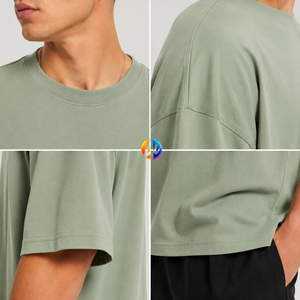 เสื้อยืดโอเวอร์ไซส์สำหรับผู้ชาย ทรงหลวม เนื้อผ้านุ่ม แขนสั้น คอกลม ดีไซน์เรียบง่าย สวมใส่สบาย เหมาะสำหรับออกนอกบ้านในฤดูร้อน รับผลิตแบบ OEM - Product Image 6