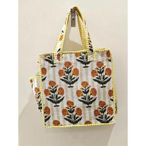 Sac fourre-tout en coton fait main à carreaux, petit sac fourre-tout indien, mini sac à main pour femme, sac de marché réutilisable - Product Image 4