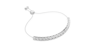 Bracelet tennis en or blanc 10K réglable avec diamants, bracelet minimaliste en ligne de diamants, chaîne tennis intemporelle avec diamants, bracelet pour tous les jours - Product Image 2
