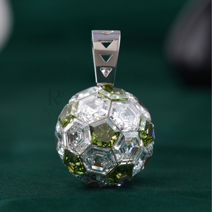 20 CT Hexagon Lab Grown Diamond Ball Pendant with VVS1 Clarity 14K White <b>Gold</b> Invisible Setting for Gift - Product Image 1