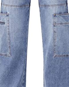 กางเกงยีนส์เดนิมทรงคาร์โก้สีฟ้าอ่อนเอวสูงทรงขากว้างมีกระเป๋าปะ สไตล์สตรีทลำลองสำหรับผู้หญิง ทรงหลวม รับผลิตแบบ OEM ตามสั่ง - Product Image 6