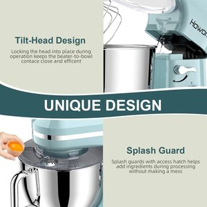 เครื่องผสมอาหารแบบตั้งโต๊ะขนาด 6.5QT พร้อมความเร็ว 10+ ระดับ, โถสแตนเลส, หัวตีแป้ง, หัวตีแบบลวด และหัวตีแบบไม้พาย, สีฟ้า - Product Image 5