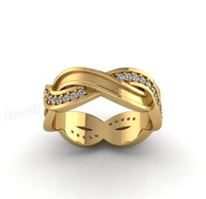 18k Gold Plated 925 <b>Silver</b> Infinity Twist Channel Blank Bezel <b>Ring</b> 1.30mm CZ Setting 7mm Wide Band Breastmilk Jewelry Findings - Product Image 1