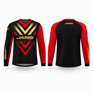 เสื้อเจอร์ซีย์ BMX แขนยาว พิมพ์ลายแบบซับลิเมชั่น สำหรับแข่งรถมอเตอร์ครอส ผลิตจากโพลีเอสเตอร์ 100% ชุดทีม Jaris Pro - Product Image 1