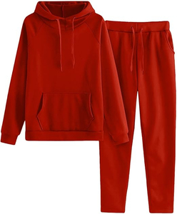 Ensemble de survêtement sport décontracté pour femme, manches longues, 100% coton, 2 pièces, sweat à capuche et pantalon - Product Image 5