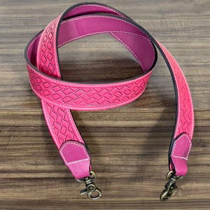 Trending Pink Handcrafted Leather Straps <b>Camera</b> Bag Strap High Quality Genuine Leather Replacement Purse Strap with Metal Clips - Product Image 3