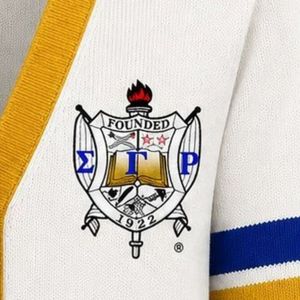 Cardigan boutonné Sigma Gamma Rho – Pull en maille brodé de lettres grecques de qualité supérieure, col en V classique, style décontracté pour sororité - Product Image 3