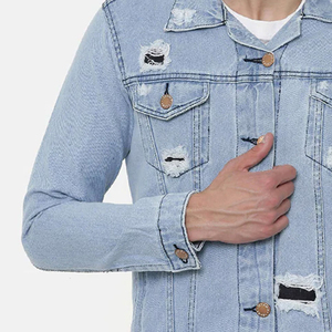 Custom Men Denim Jacket Wholesale Solid Color <b>Jeans</b> Jacket Pakistan High Quality Apparel Manufacturer - Product Image 6