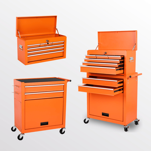 8-Drawer Rolling <b>Tool</b> Chest Detachable 2-in-1 Top <b>Tool</b> <b>Box</b> Liner Lockable Wheels Side Hooks Metal <b>Storage</b> Cabinet - Product Image 1