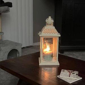 Lanterne décorative suspendue en métal pour décoration de festival, avec panneaux en verre et poignée de transport robuste, marque privée - Product Image 1