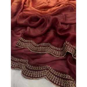 ชุดส่าหรีใส่ทำงานประดับเพชรชุดเดรสหรูหรา - Product Image 4