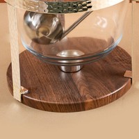 Soupière moderne en verre avec support en métal martelé et base en bois, réchaud de buffet, louche, vaisselle de luxe faite à la main pour mariage et traiteur