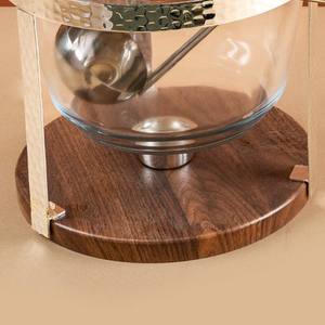 Soupière moderne en verre avec support en métal martelé et base en bois, chauffe-plat avec louche pour buffet de luxe et service traiteur - Product Image 5