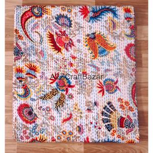 Edredón Kantha de Algodón Orgánico Hecho a Mano, Relleno 100% Algodón, Diseño Multicolor, Cosido a Mano, Estilo Bohemio Ecológico para el Hogar - Product Image 5