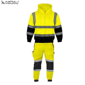 Traje de Trabajo Reflectante Amarillo de Alta Visibilidad, Ropa de Trabajo de Poliéster y Algodón con Múltiples Bolsillos, Uniforme de Seguridad para Hombre - Product Image 2