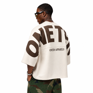 เสื้อยืดโอเวอร์ไซส์แขนสั้นผู้ชาย ONETEN APPARELS พิมพ์ลายตัวอักษรด้านหลัง สไตล์สตรีท คอกลม ผ้าเจอร์ซีย์คอตตอน 100% - Product Image 3