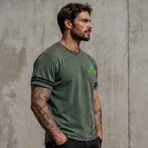 Men Vintage Washed <b>T</b> <b>Shirt</b> Distressed Cotton Fabric Soft Feel Faded Finish Relaxed Construction Short Sleeve Casual Apparel OEM - Product Image 3