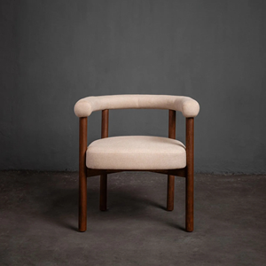 Silla de Salón Moderna con Detalles en Madera de Teca Sólida, Silla Tapizada Minimalista para Villas de Lujo, Hoteles y Interiores Contemporáneos - Product Image 1