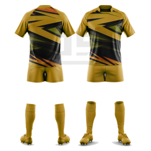 Tenue de rugby professionnelle personnalisée : maillot et short à séchage rapide, anti-humidité, performance sportive pour joueurs d'équipe 100 % - Product Image 1