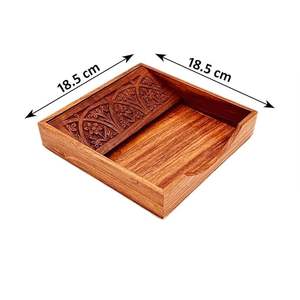 Porta servilletas cuadrado de madera para mesa de comedor, encimera de cocina, elegante organizador de pañuelos, hecho a mano, acabado natural, decoración para el hogar - Product Image 2