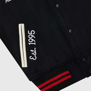 เสื้อแจ็คเก็ตเบสบอลแบบวาร์ซิตี้สำหรับผู้ชาย ผ้าขนสัตว์ 100% กันน้ำ ระบายอากาศได้ดี เหมาะสำหรับฤดูหนาว สไตล์สตรีทแวร์ พร้อมป้ายโลโก้ - Product Image 5