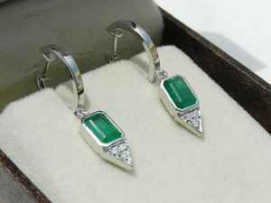 Pendientes Colgantes de Esmeralda Natural, Plata de Ley 925, Chapados en Oro de 14K, Engaste de Puntas, Certificados por IGI, Joyería para Regalo de Fiesta - Product Image 3