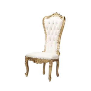 <b>Victorian</b> Style High Back <b>Chair</b> White Fabric Upholstery Gold Frame Armless Design for Dining and Garden Sets - Product Image 4