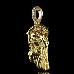 Moissanite Jesus <b>Face</b> Pendant in 925 Silver 14K Gold Plated Faith That Shines Forever Hip Hop Round Cut Diamond Pendent - Product Image 3