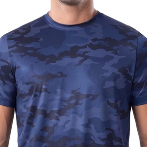 T-shirt à manches courtes pour homme, bleu camouflage, col rond, coupe classique, séchage rapide, 100% polyester, jersey tricoté décontracté imprimé - Product Image 6