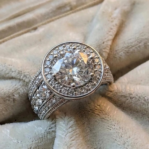 Round Cut Moissanite Diamond Halo Engagement <b>Ring</b> Hip Hop Style Men's Wedding <b>Ring</b> for Gift <b>Iced</b> Out 925 Sterling Silver Jewelry - Product Image 1