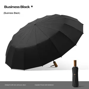 Paraguas Plegable Personalizado de 16 Varillas para Hombre con Nuevo Mango de Madera, Diseño Clásico para Coche, Ideal para Publicidad con Logotipo Empresarial - Product Image 6