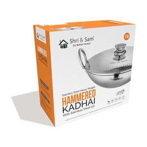 Heavy Weight Hammered Stainless Steel 16 CM Kadhai with SS Lid <b>Cookware</b> - Product Image 1