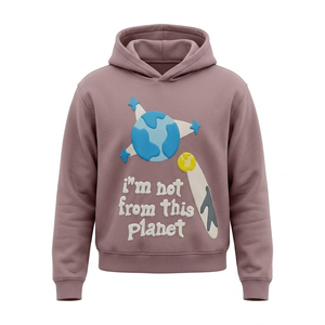 Sudadera con Capucha para Mujer TWILL SPORTS, Diseño de Planeta de Dibujos Animados con Estampado Puff, Tejido de Algodón Transpirable, Informal de Invierno, Larga - Product Image 1