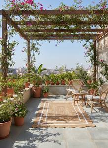 พรมปูพื้นทรงสี่เหลี่ยมขอบหยัก ทำจากปอกระเจาธรรมชาติ ทอมือ เป็นมิตรกับสิ่งแวดล้อม ซักได้ ทันสมัย รุ่น Aera ขอบสีขาว ปรับขนาดได้ พรมถัก - Product Image 4