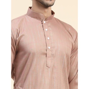 ผ้าฝ้ายแฟนซีกับ Jari ซับการทำงานของผู้ชาย kurta payjama พีช - Product Image 3