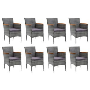 <b>Grey</b> Rattan Garden Dining Set 8 Seater Weather Resistant Outdoor Furniture Contemporary Style Steel <b>Frame</b> - Product Image 3