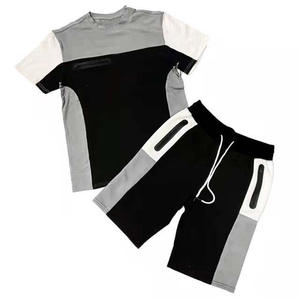 FANTASY WEARS Conjunto Deportivo Informal de Verano para Hombre, 2 Piezas, Transpirable, 100% Algodón, Camisas y Pantalones Cortos Lisos para Entrenamientos en el Gimnasio - Product Image 1