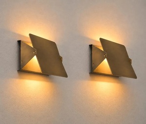 Pair Antique Patina Brass Art Deco <b>Wall</b> <b>Sconces</b> | Modern Geometric Handmade Luxury <b>Wall</b> Lighting for Bedroom Living Room Diwali - Product Image 3